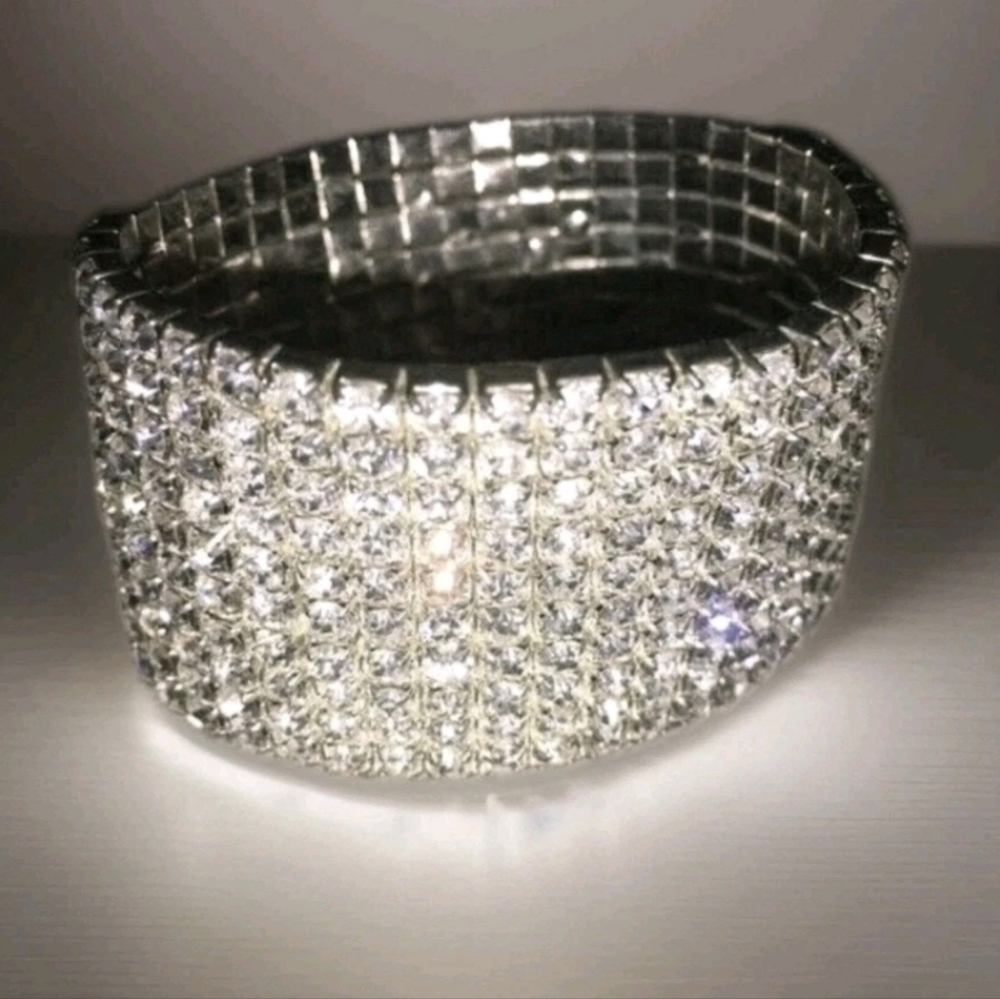 Chainmail Rhinestone Bracelet, Diamond, Wedding, Pageant, OS, 2 Available - Picture 5 of 8